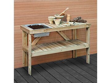 Oppottafel werkbank tuin met zinken bak 122x46x82cm