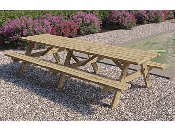 Picknicktafel geïmpregneerd hout 300x155x74cm Extra solide uitvoering