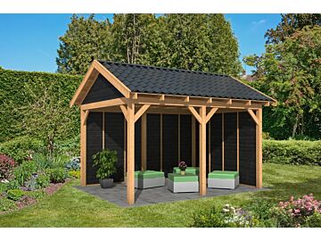 Overkapping zadeldak Hamar L 478x395 cm type 2 met zwarte wanden
