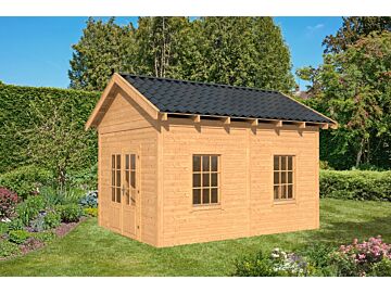 Overkapping zadeldak Hamar L 478x395 cm type 4 met onbehandelde wanden