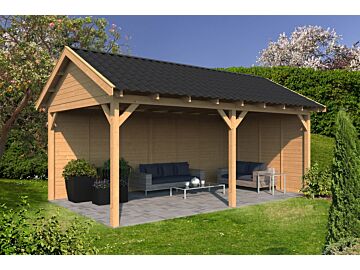 Overkapping zadeldak Hamar XL 678x445 cm type 2 met onbehandelde wanden