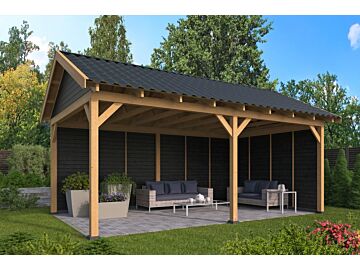 Overkapping zadeldak Hamar XL 678x445 cm type 2 met zwarte wanden