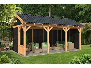 Overkapping zadeldak Hamar L 690x395 cm type 6 met zwarte wanden