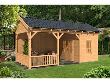 Overkapping zadeldak Hamar L 690x395 cm type 7 met onbehandelde wanden