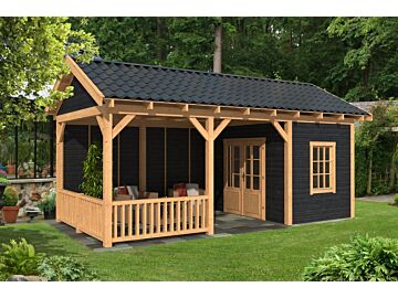 Overkapping zadeldak Hamar L 690x395 cm type 7 met zwarte wanden
