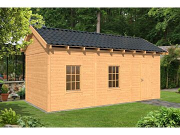 Overkapping zadeldak Hamar L 690x395 cm type 8 met onbehandelde wanden