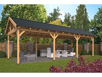 Overkapping zadeldak Hamar XL 990x445cm type 5 onbehandeld