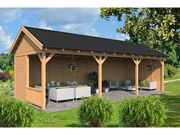 Overkapping zadeldak Hamar XL 990x445 cm type 6 met onbehandelde wanden