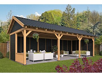 Overkapping zadeldak Hamar XL 990x445 cm type 6 met zwarte wanden