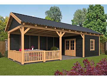 Overkapping zadeldak Hamar XL 990x445 cm type 7 met zwarte wanden