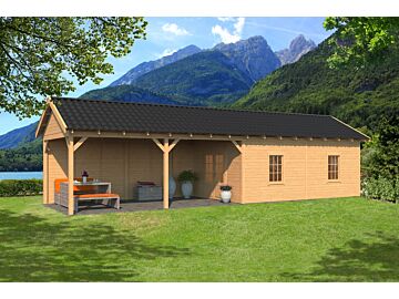 Overkapping zadeldak Hamar XL 1303x445 cm type 11 met onbehandelde wanden