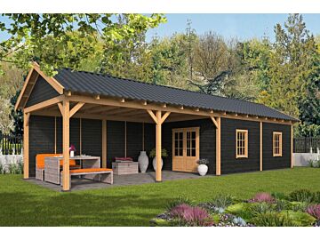 Overkapping zadeldak Hamar XL 1303x445 cm type 11 met zwarte wanden