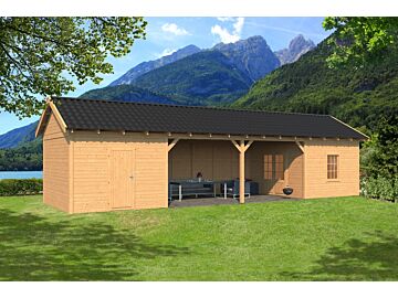 Overkapping zadeldak Hamar XL 1303x445 cm type 12 met onbehandelde wanden