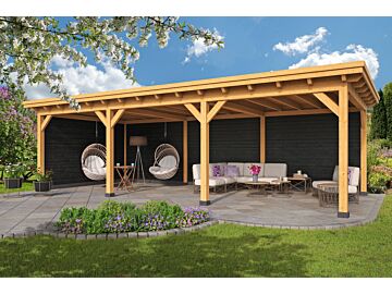 Moderne overkapping Odense type 6 XL 793x378cm met zwarte wanden