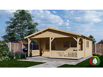 Blokhut 5x4+2 Interflex 540x440cm + veranda / luifel 200cm