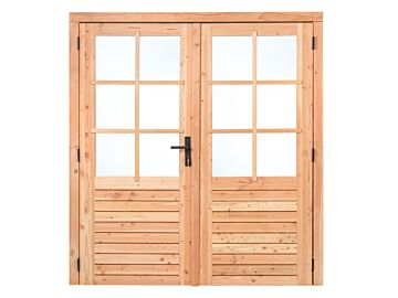 Dubbele deur Douglas met glas 185 x 205 cm