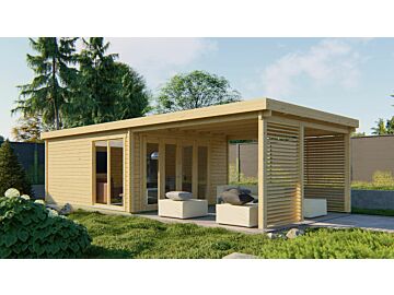 Blokhut Tuinhuis Casper met overkapping 900x400cm Tuindeco