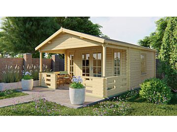 Blokhut Heino 450x380cm + veranda / luifel 200cm