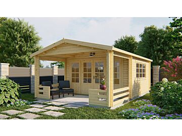 Blokhut Ipswich 440x440cm + veranda / luifel 223cm