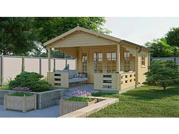 Blokhut Sanstrov 380x320cm + veranda / luifel 270cm