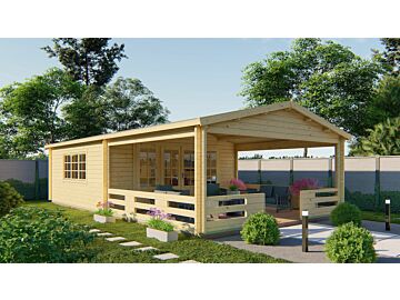 Blokhut Sheffield 540x540cm + veranda / luifel 423cm