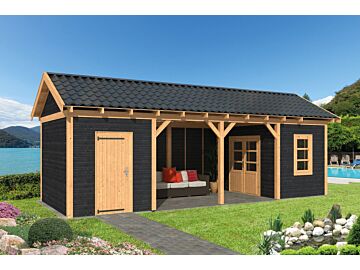 Overkapping zadeldak Hamar XL 1303x445 cm type 12 met zwarte wanden
