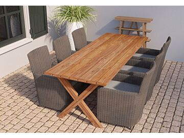 Teak tuintafel Rustiek met kruispoten 350x100cm