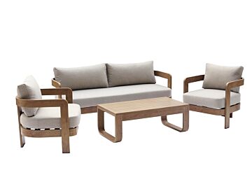 Loungeset Alba 4-delig 5-zits aluminium bruin