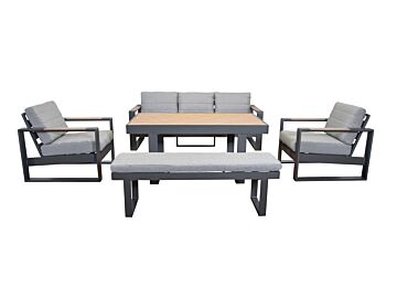 Loungeset Enna 5-delig 8-zits aluminium antraciet