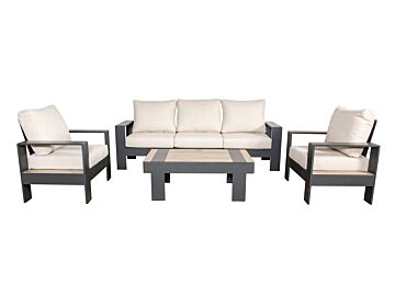 Loungeset Gaeta 4-delig 5-zits aluminium antraciet