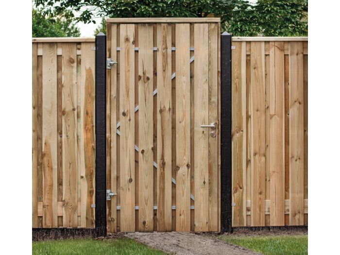 Schuttingdeur geimpregneerd met stalen frame 120x195cm en cilinderslot