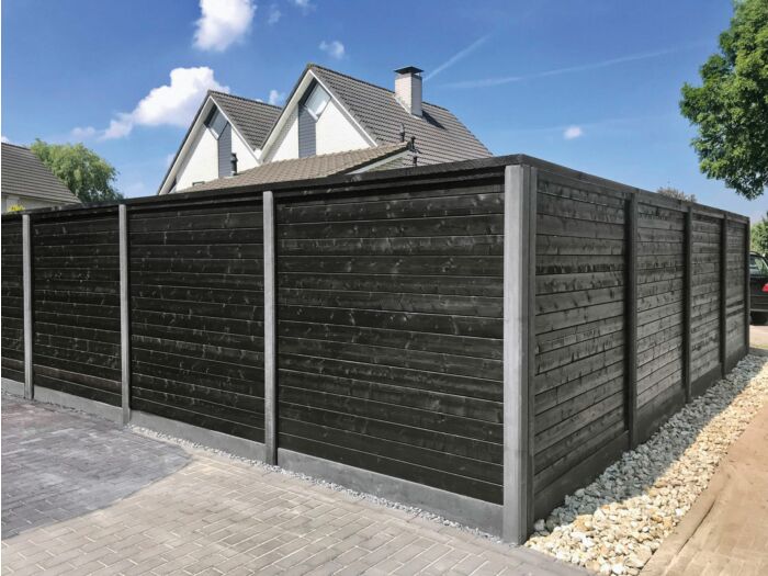 Tussenpaal met kabeldoorvoer antraciet 10x10x272cm hout-betonsysteem Zaan