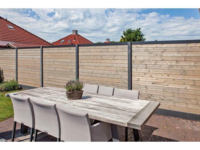Tussenpaal met kabeldoorvoer antraciet 10x10x272cm hout-betonsysteem Zaan