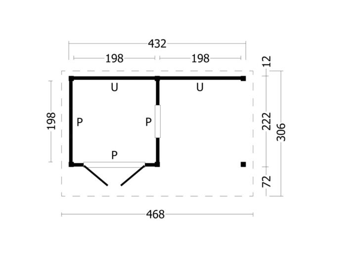 Kapschuur Bergen L Lariks Douglas 468x306cm type 3 onbehandeld