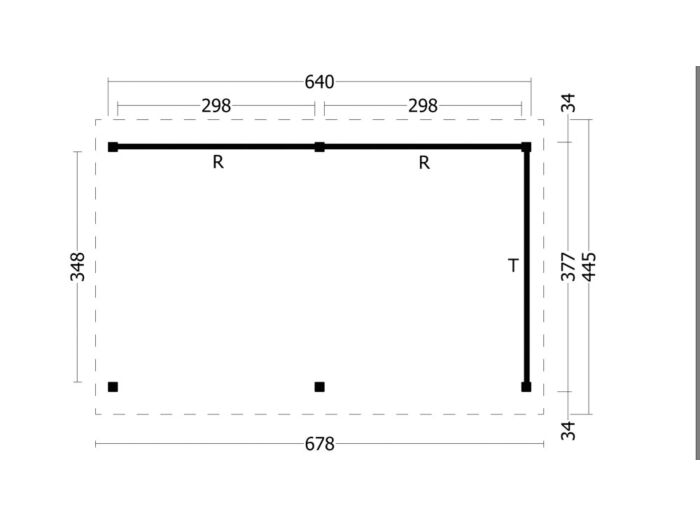 Overkapping zadeldak Hamar XL 678x445 cm type 2 met onbehandelde wanden