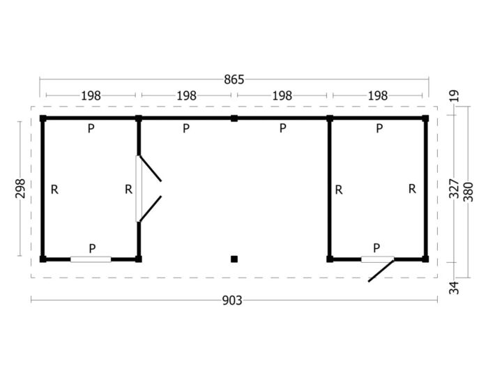 Overkapping plat dak Oslo L 903x380cm type 12 met zwarte wanden