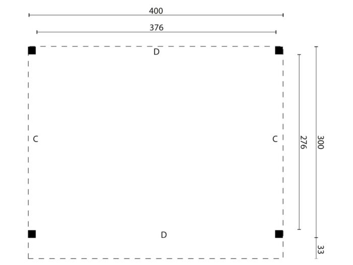 Overkapping Zoutelande 400x330cm plattegrond