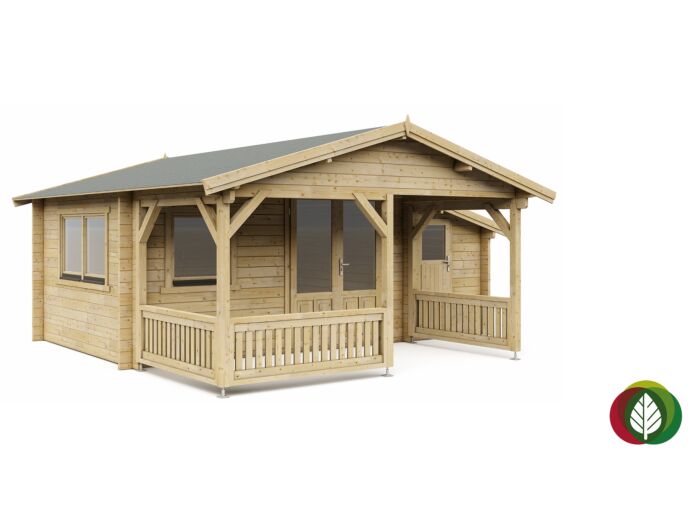 Blokhut 4x3+2Z Interflex 590x340 + veranda / luifel 200cm
