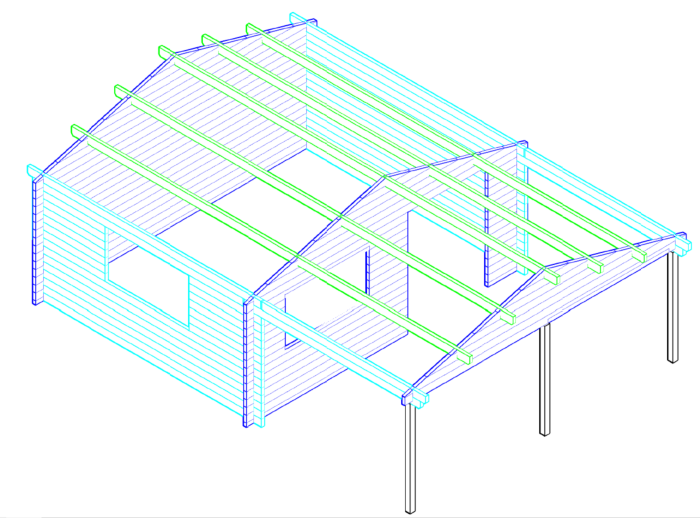 Blokhut 5x4+3 Interflex 540x440cm