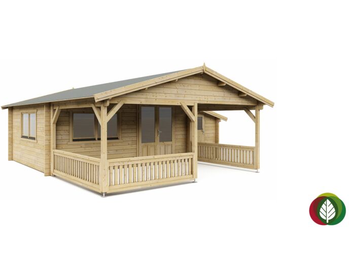 Blokhut 5x4+3Z Interflex 690x440cm + veranda / luifel 300cm