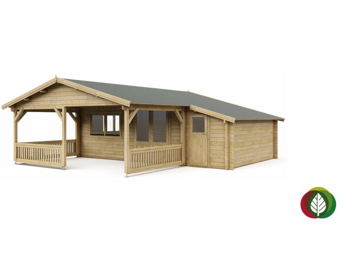 Blokhut 5x4+3Z Interflex 690x440cm + veranda / luifel 300cm