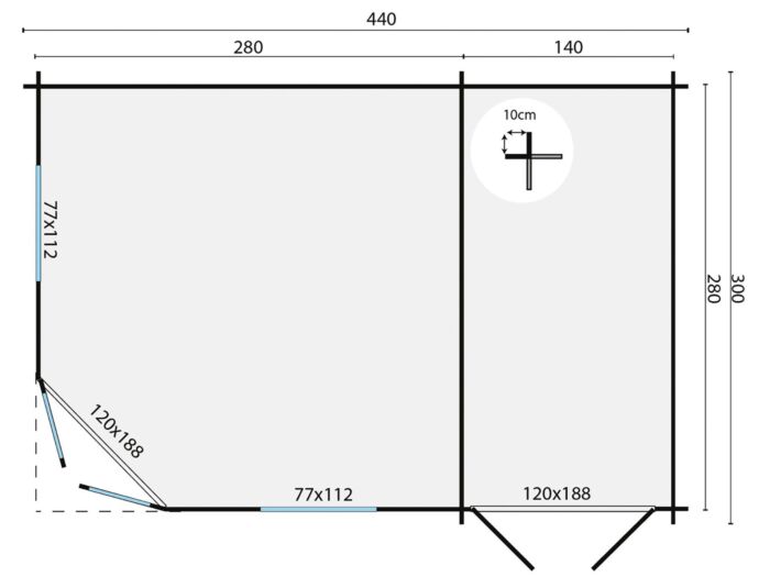 Blokhut Agnes 440x300cm