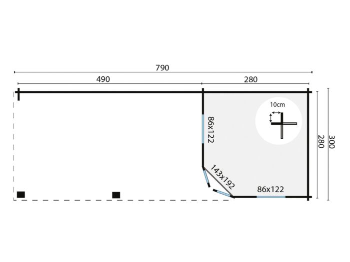 Blokhut Bertil 790x300cm