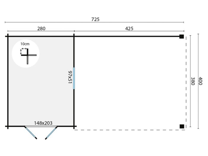Blokhut Gunnar 725x400cm