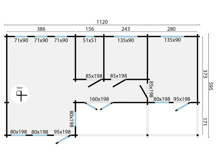 Chalet / blokhut Letterkenny 1120x595cm