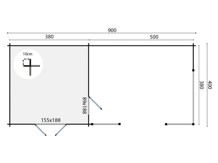 Blokhut Mokka 900x400cm