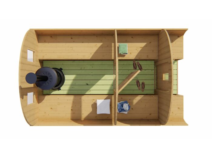 Barrelsauna 205 x 350 cm Thermowood 