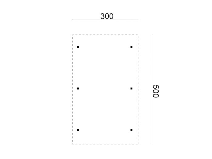Carport enkel 300x500cm plattegrond