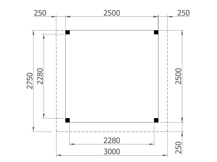 Douglas buitenverblijf Malters 250x250 cm type 1