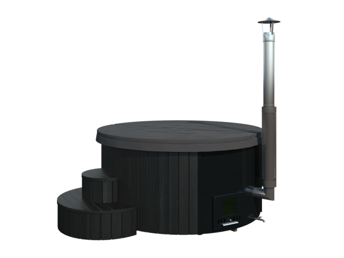 Luxe Hottub 220cm - Black Edition - interne kachel - Fiberglas